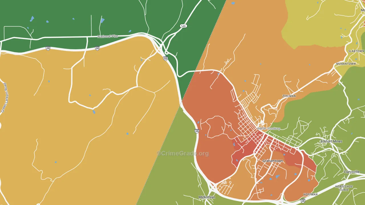 Midlothian, MD Map of Assault Rates