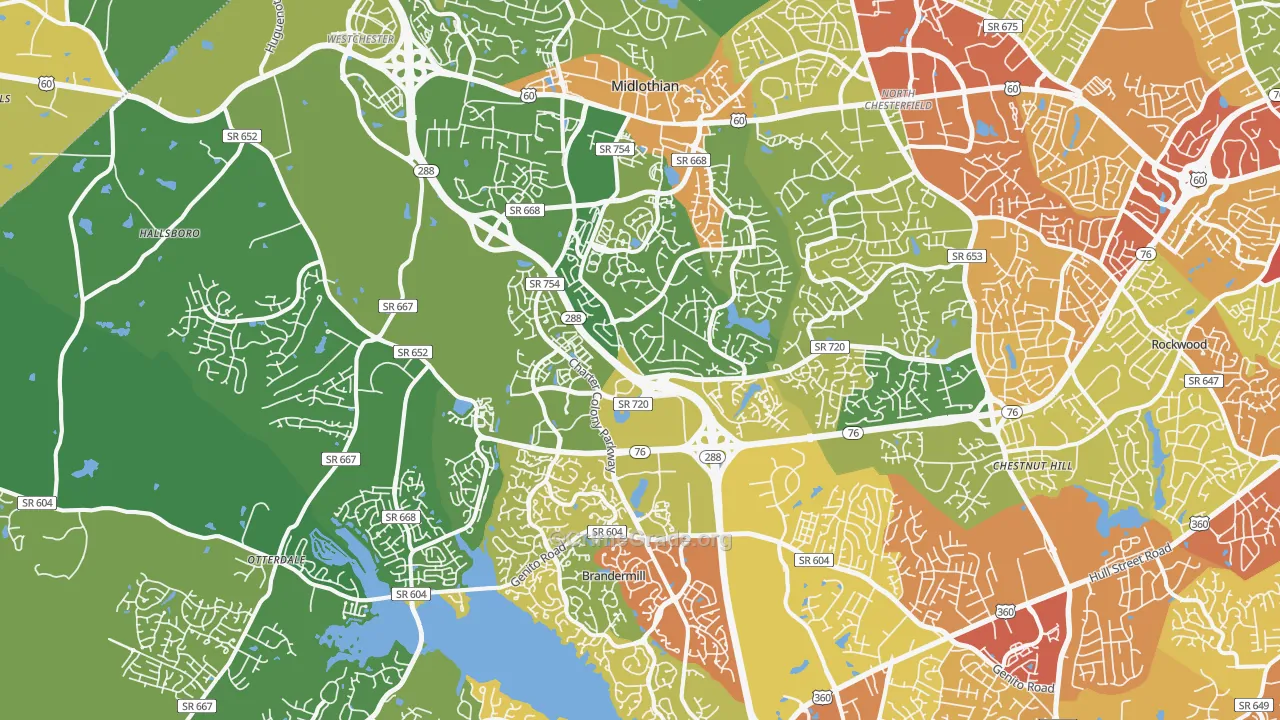 Midlothian, VA Map of Assault Rates