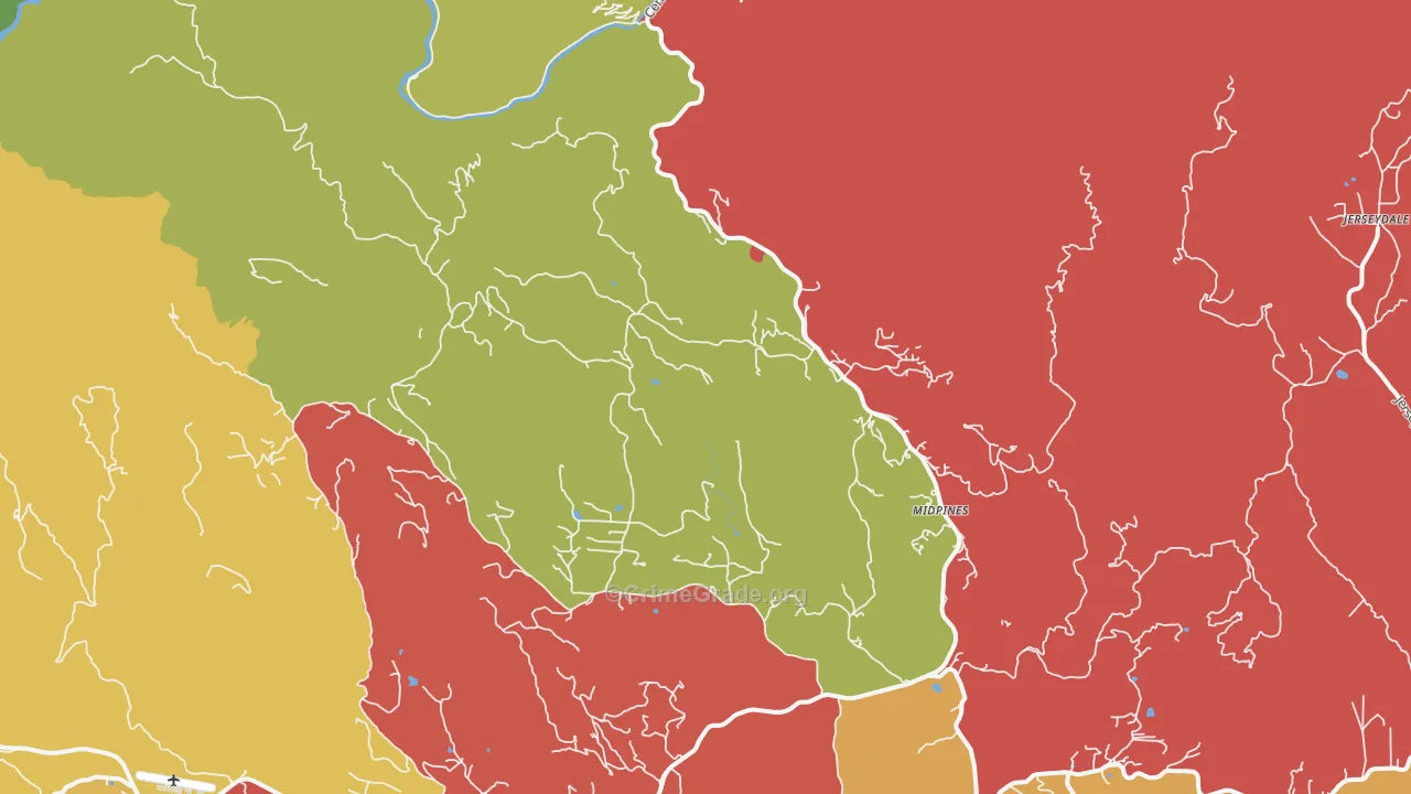 Midpines, CA Map of Assault Rates