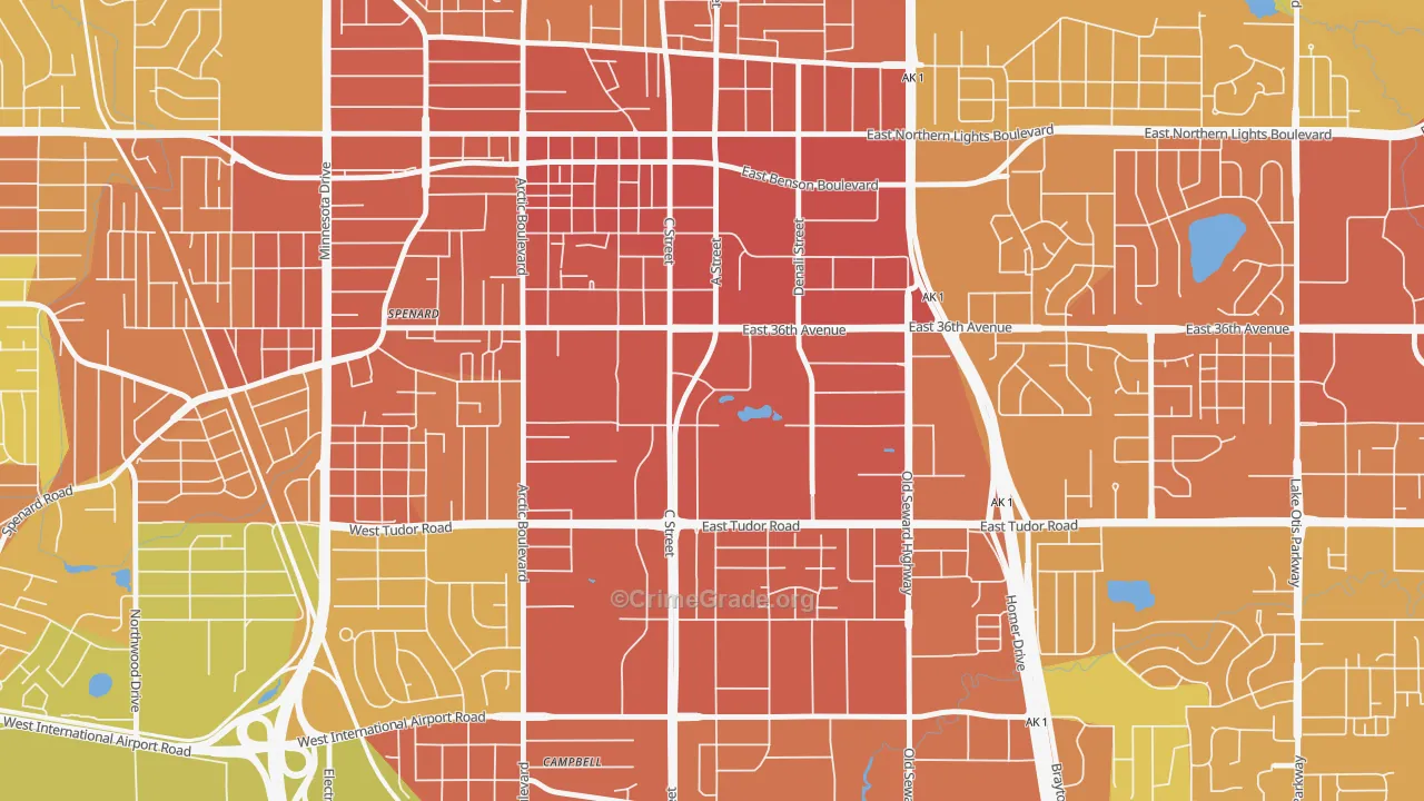 Midtown, Anchorage, AK Map of Assault Rates