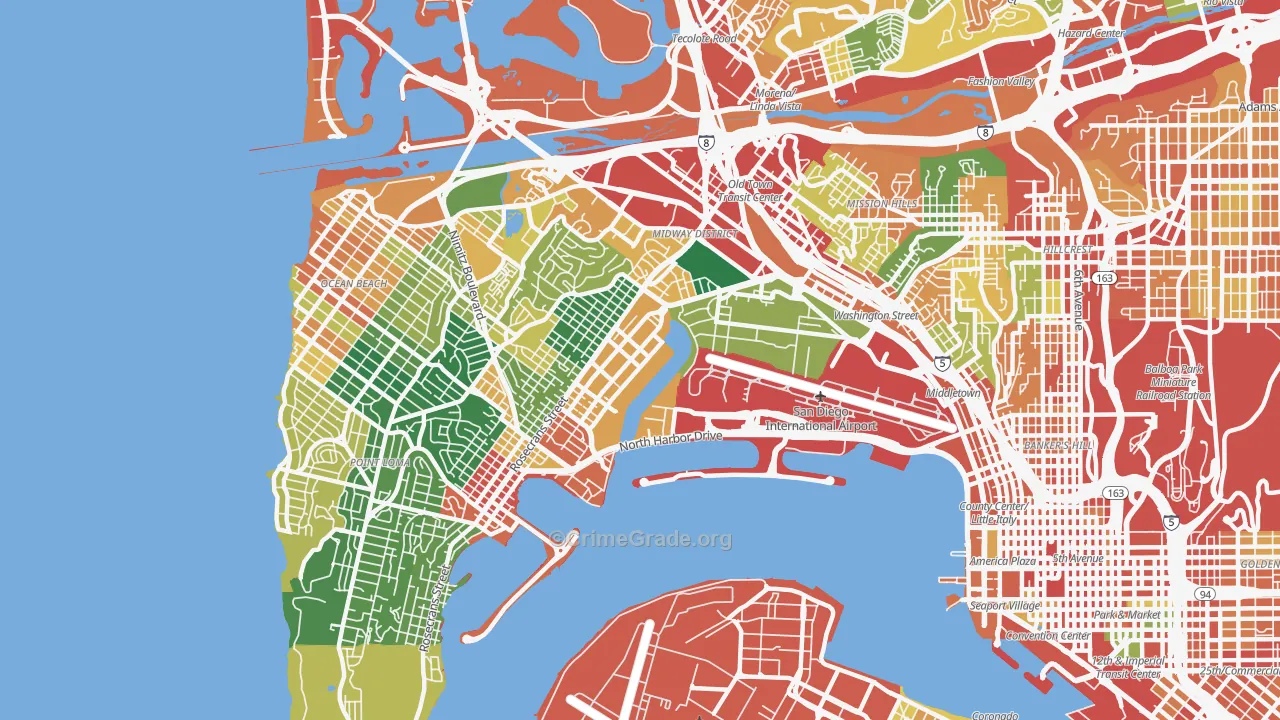 Midtown District, San Diego, CA Map of Assault Rates