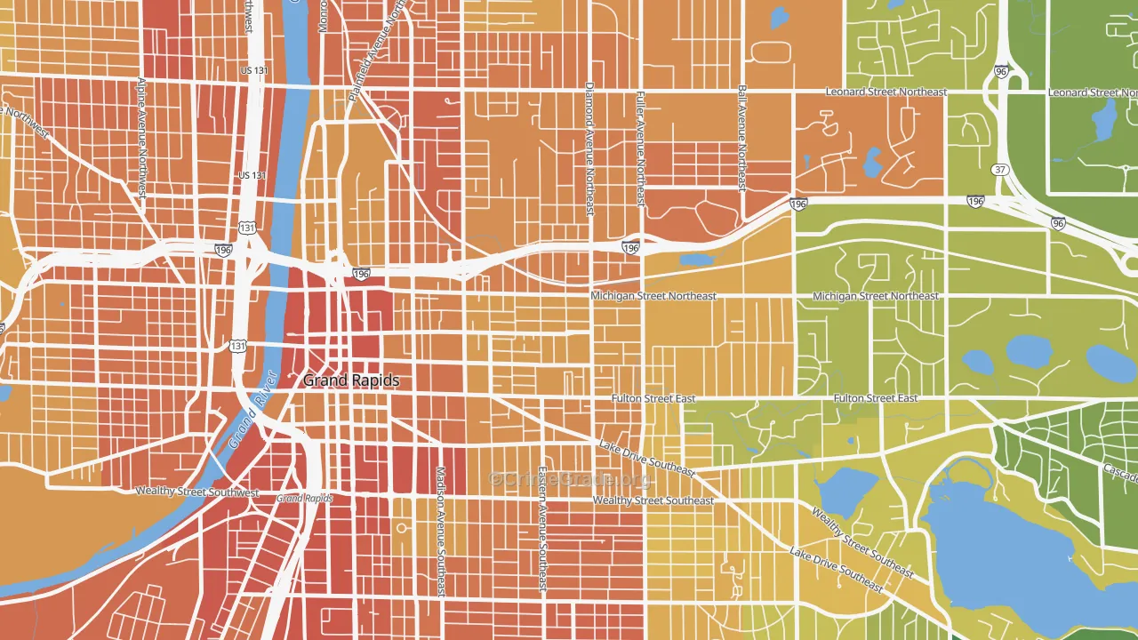 Midtown-Grand Rapids, Grand Rapids, MI Map of Assault Rates