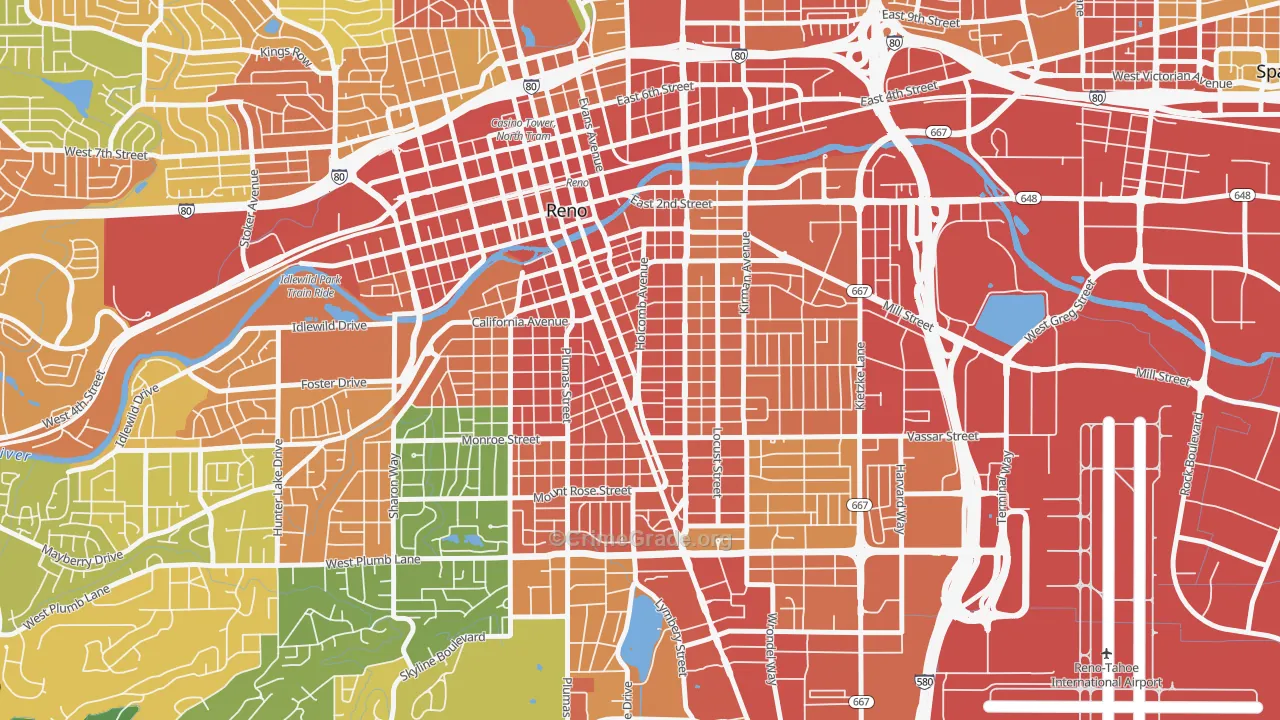 Midtown, Reno, NV Map of Assault Rates