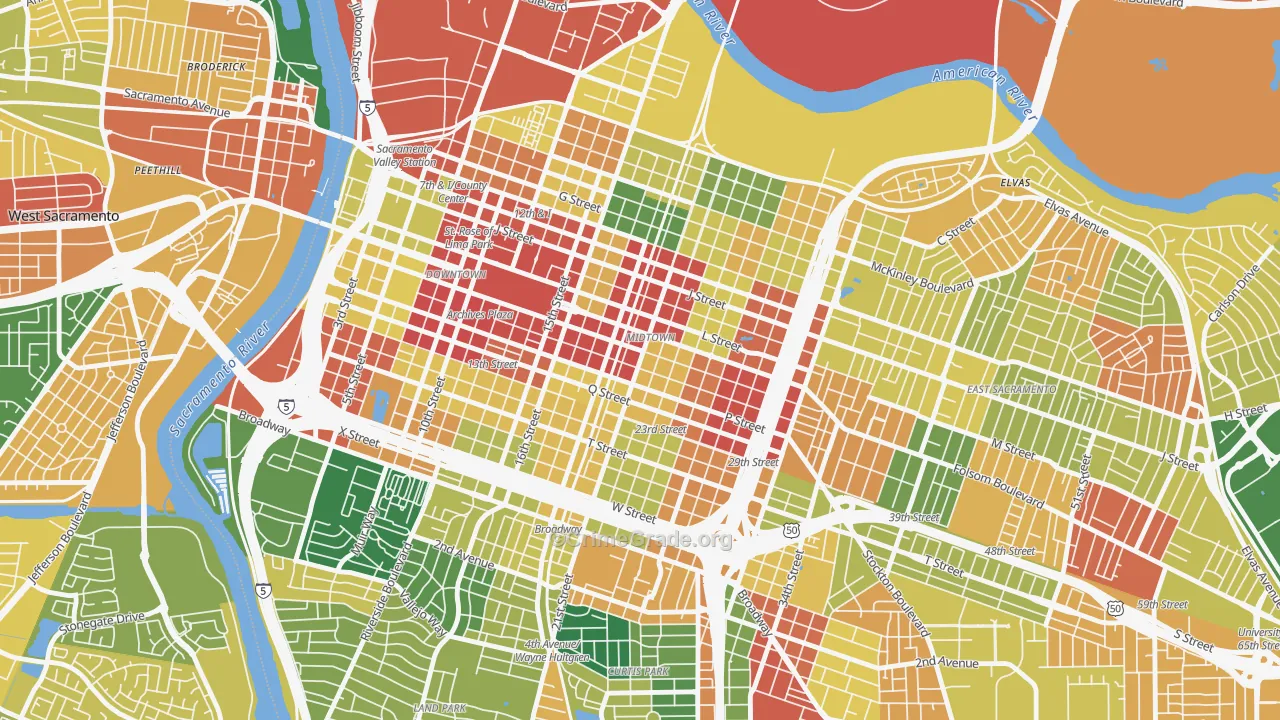 Midtown, Sacramento, CA Map of Assault Rates