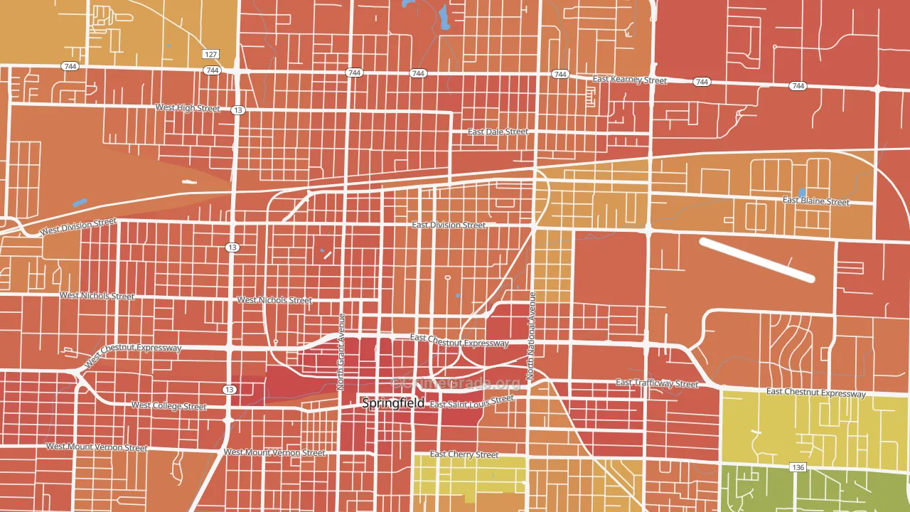 Midtown Springfield, Springfield, MO Map of Assault Rates
