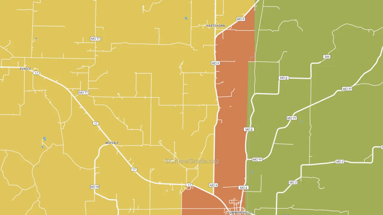 Midvale, MO Map of Assault Rates