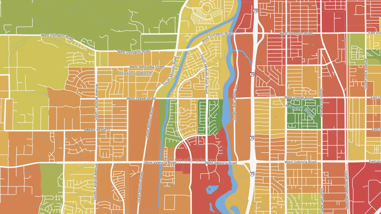 Midvale Park, Tucson, AZ Map of Assault Rates