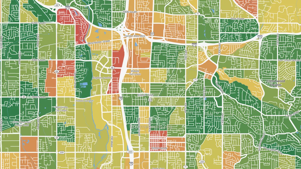Midvale, UT Map of Assault Rates