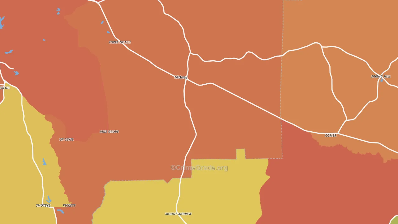 Midway, AL Map of Assault Rates