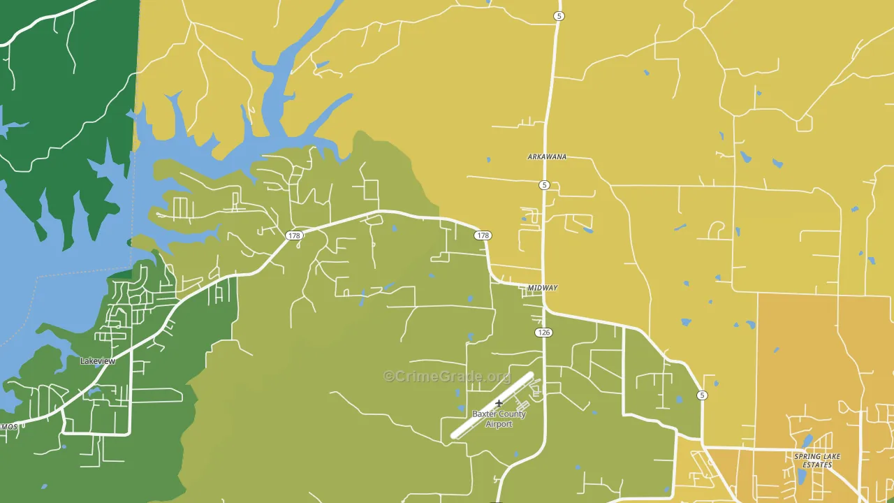 Midway, AR Map of Assault Rates