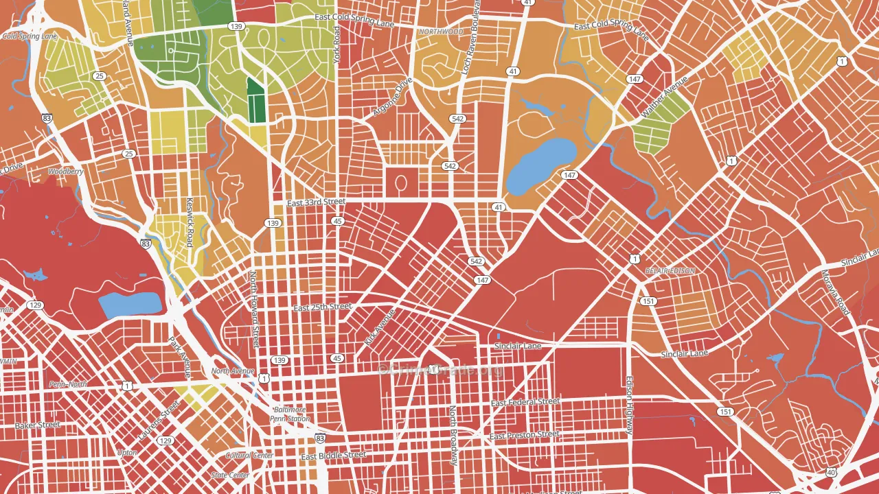 Midway-Coldstream, Baltimore, MD Map of Assault Rates