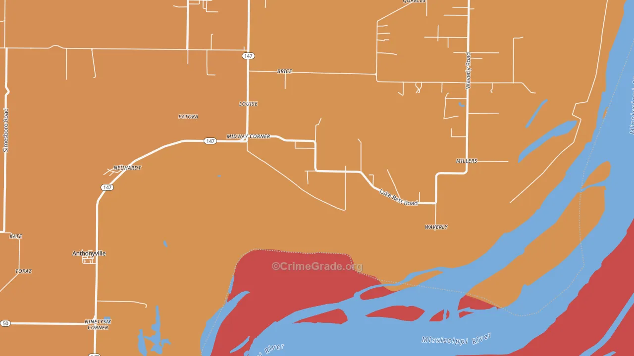 Midway Corner, AR Map of Assault Rates