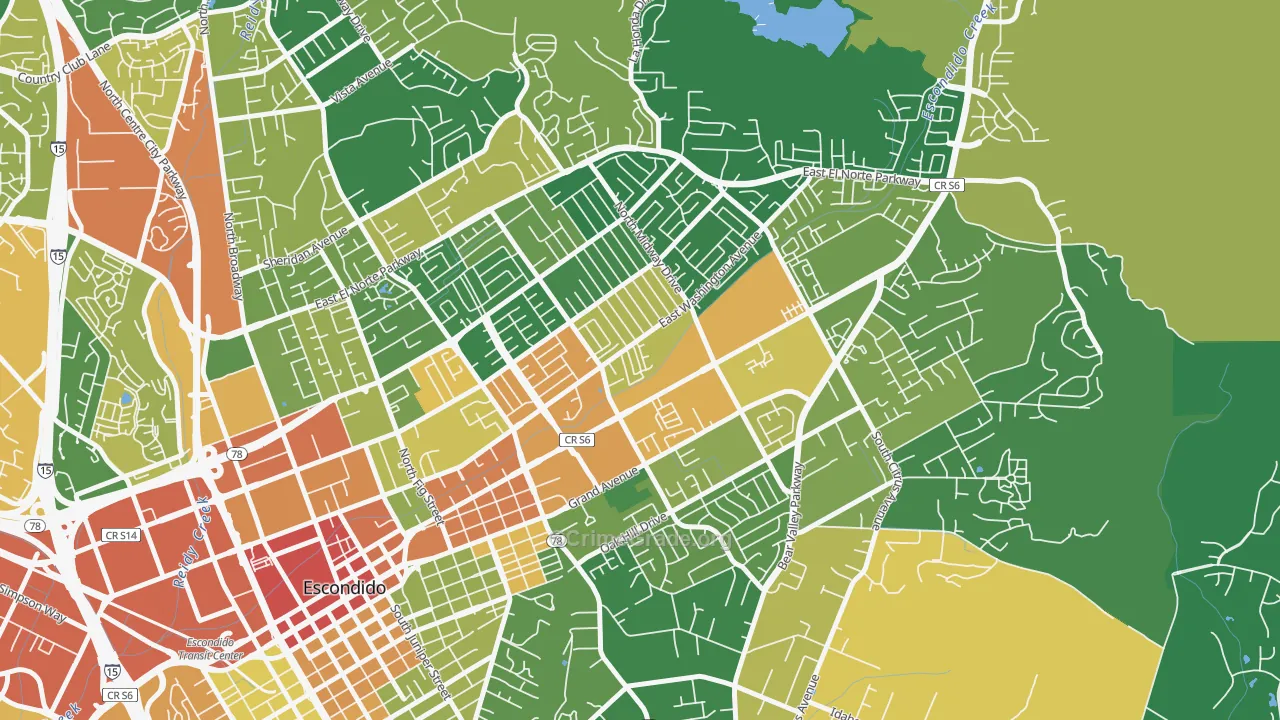 Midway, Escondido, CA Map of Assault Rates