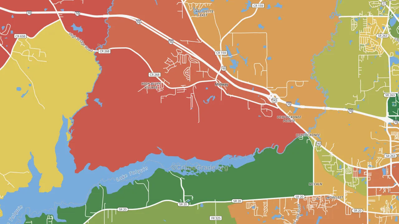 Midway, FL Map of Assault Rates