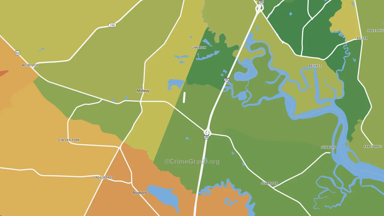 Midway, GA Map of Assault Rates