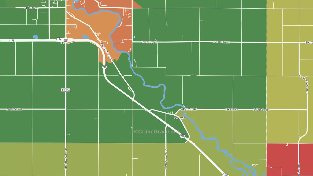 Midway, IA Map of Assault Rates
