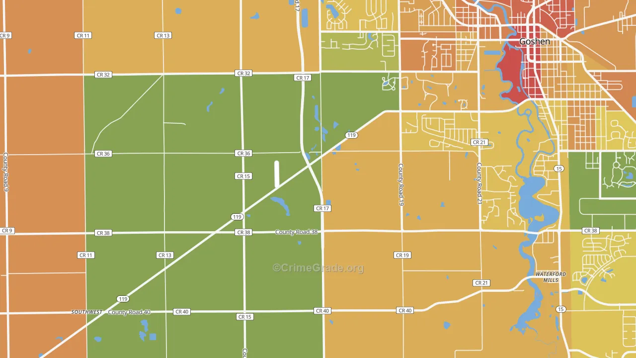 Midway, IN Map of Assault Rates