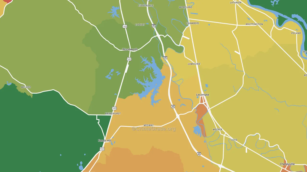 Midway, LA Map of Assault Rates
