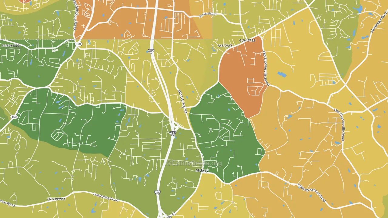Midway, NC Map of Assault Rates