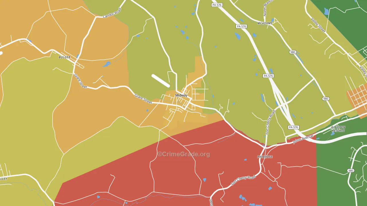 Midway, PA Map of Assault Rates