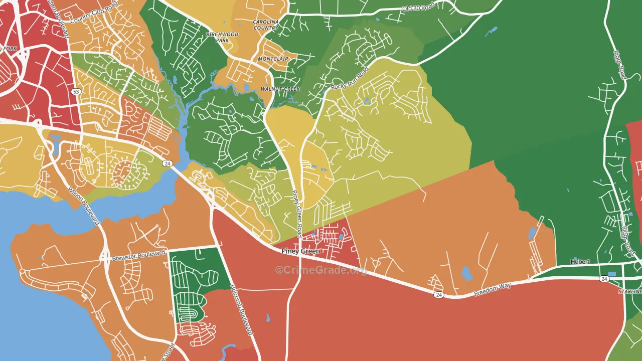 Midway Park, NC Map of Assault Rates