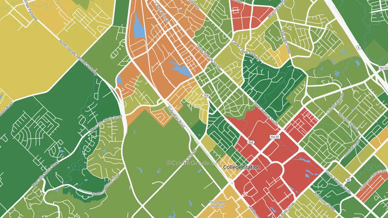 Midway Place, Bryan, TX Map of Assault Rates