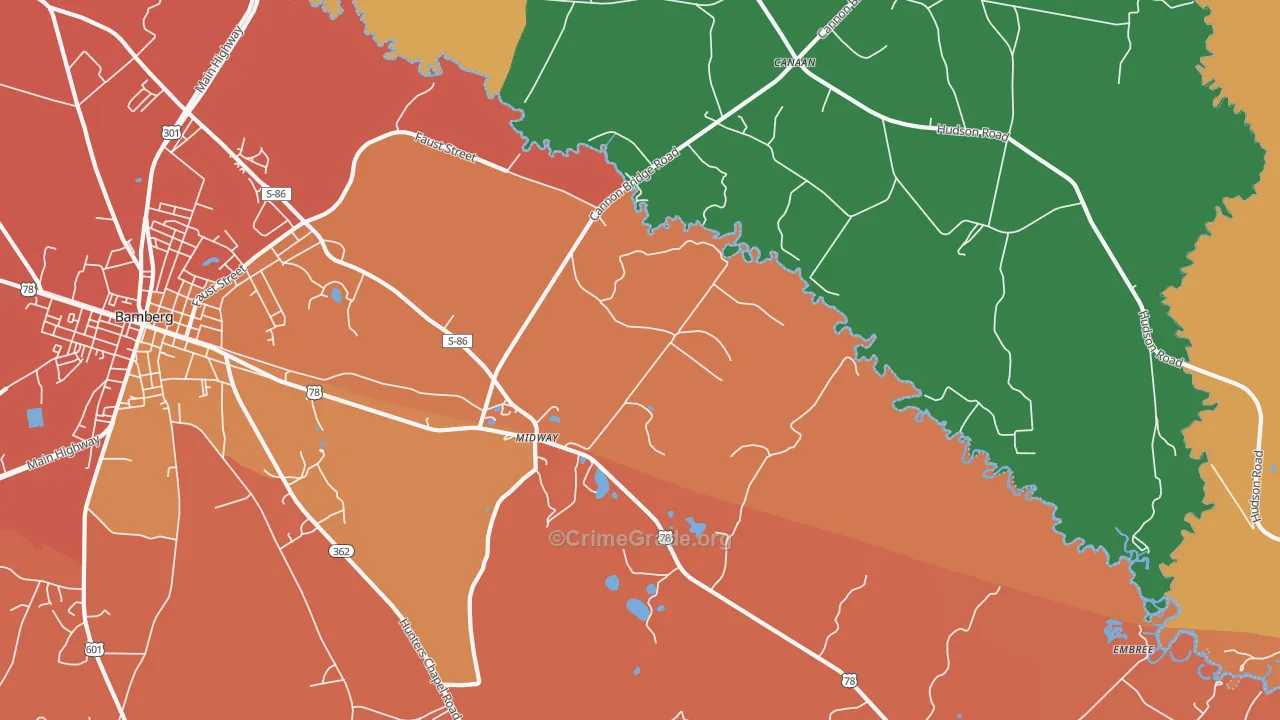 Midway, SC Map of Assault Rates