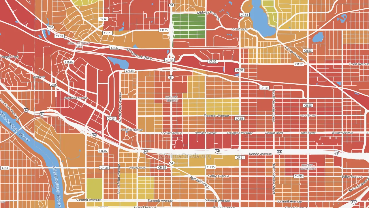 Midway, St. Paul, MN Map of Assault Rates