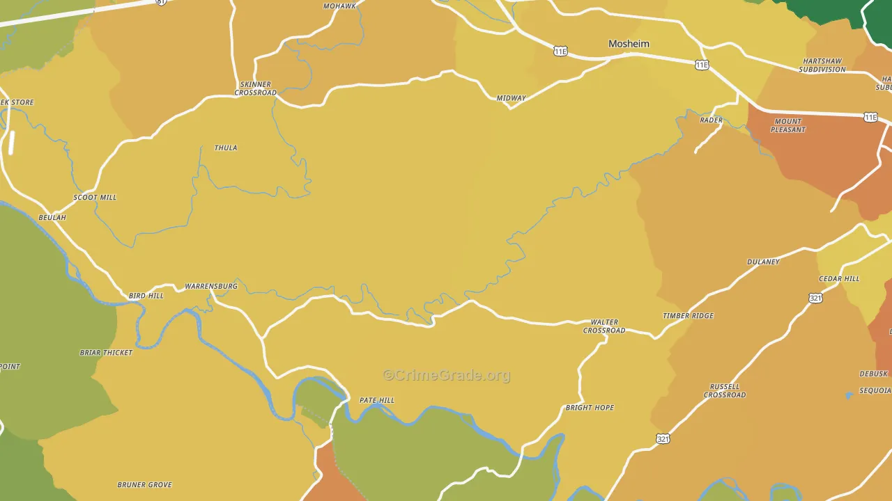 Midway, TN Map of Assault Rates