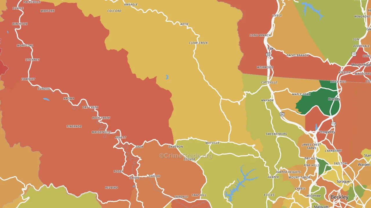 Midway, WV Map of Assault Rates
