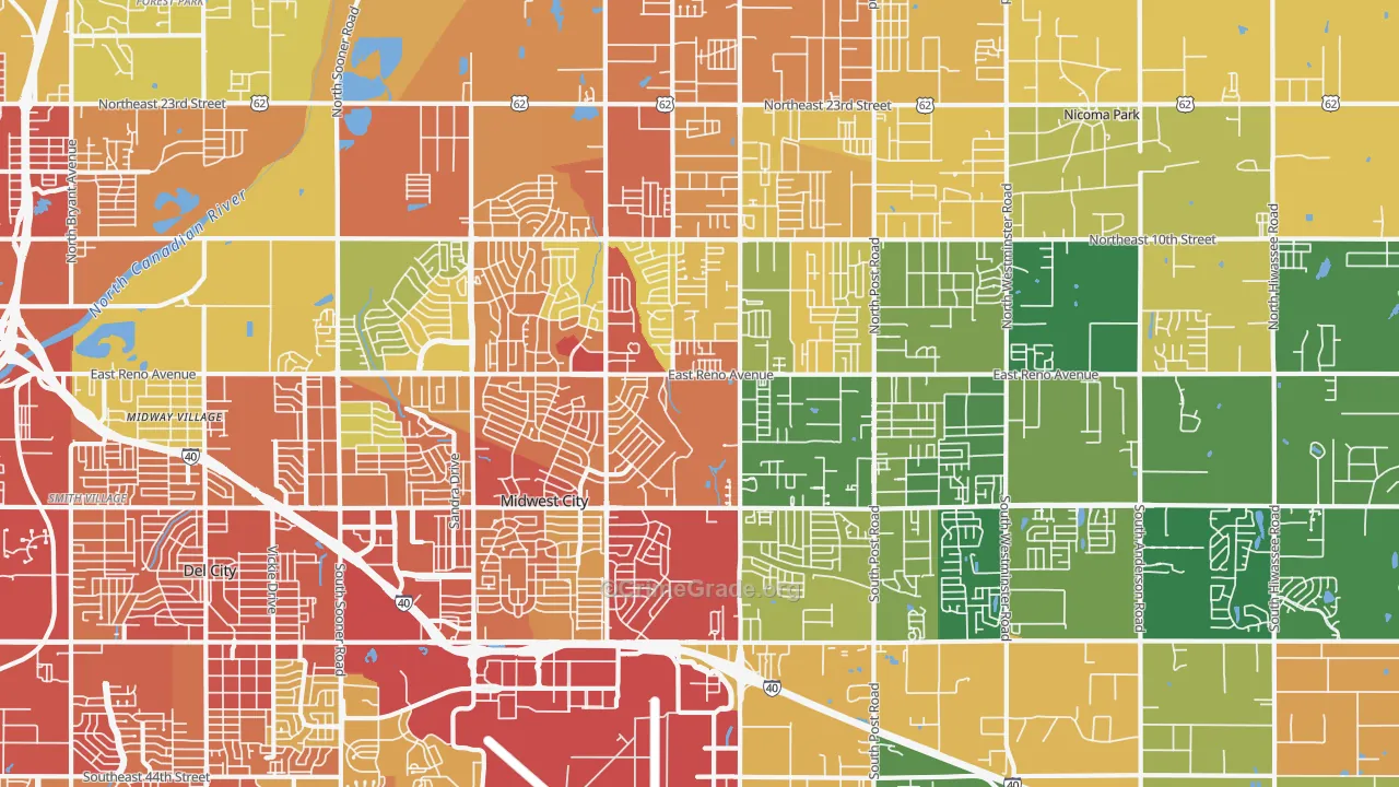 Midwest City, OK Map of Assault Rates