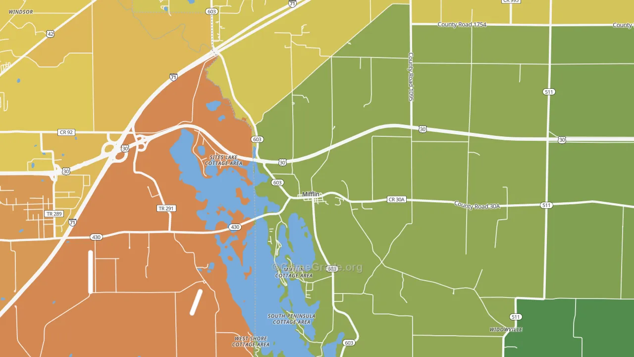 Mifflin, OH Map of Assault Rates