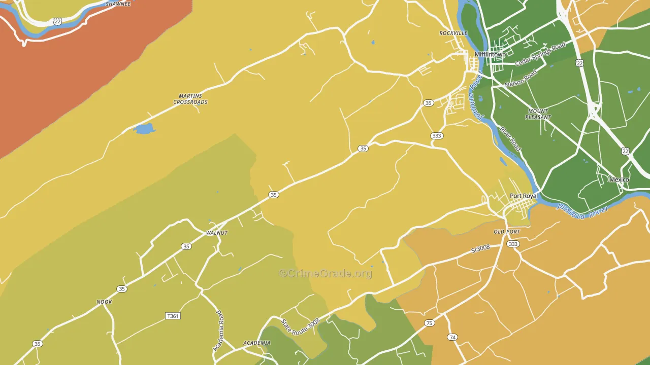 Mifflin, PA Map of Assault Rates