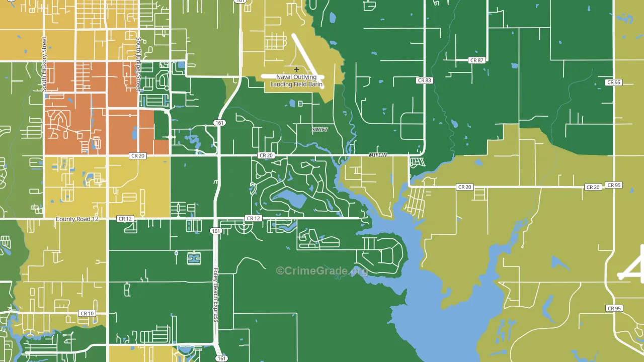 Miflin, AL Map of Assault Rates