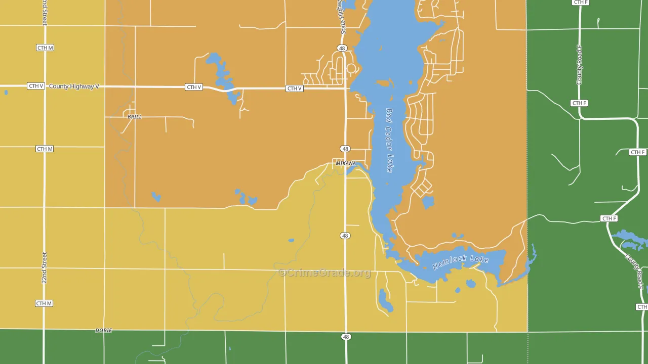 Mikana, WI Map of Assault Rates