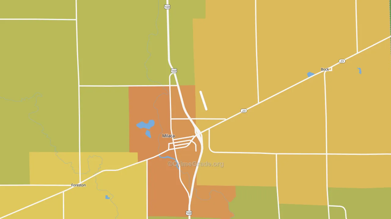 Milaca, MN Map of Assault Rates