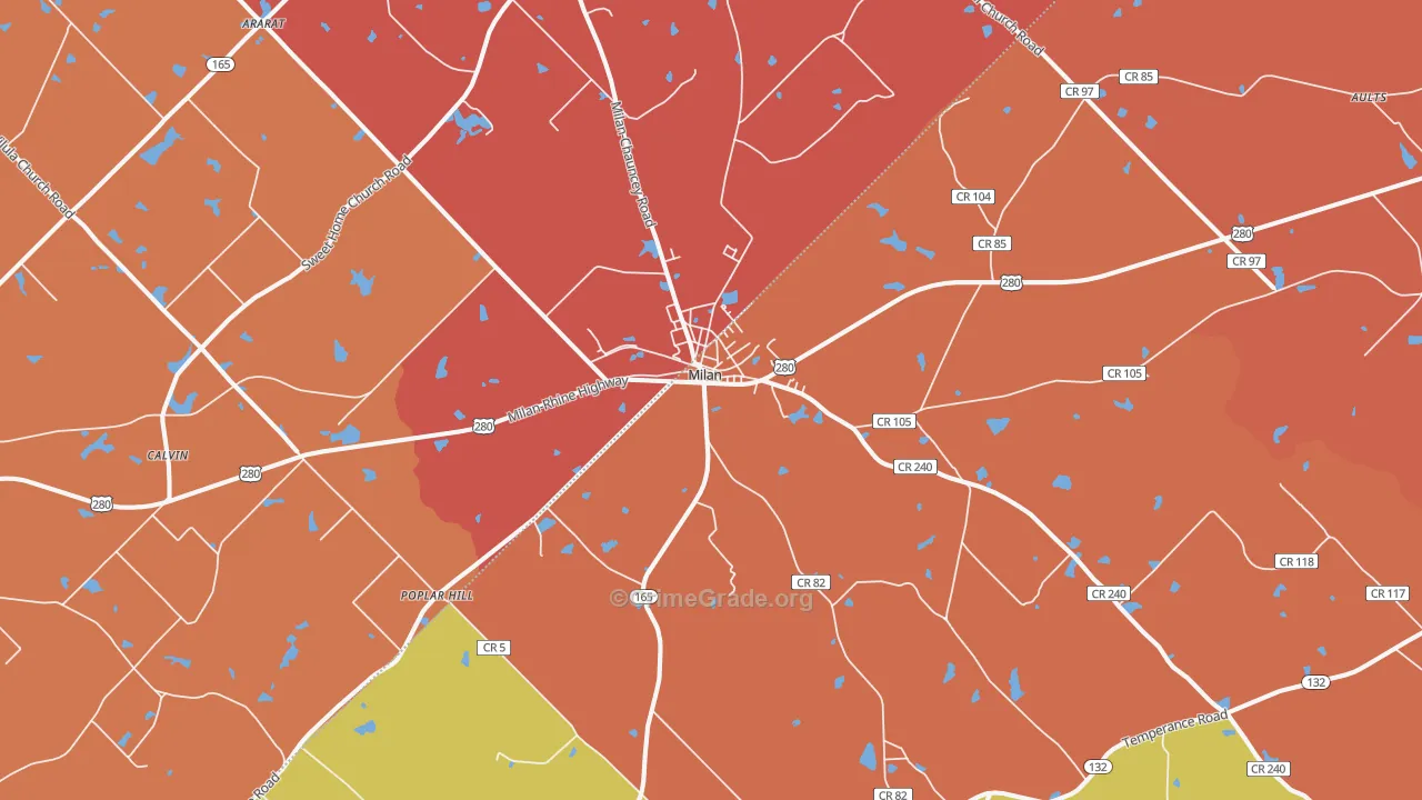 Milan, GA Map of Assault Rates