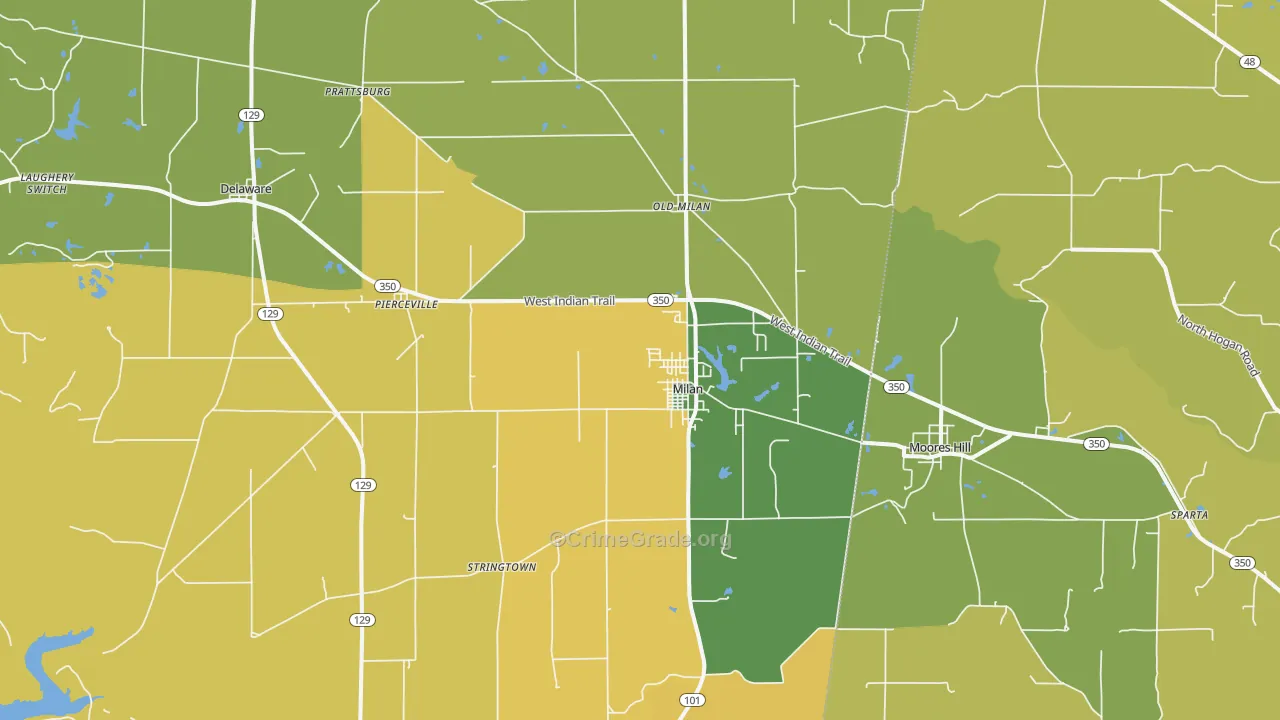 Milan, IN Map of Assault Rates