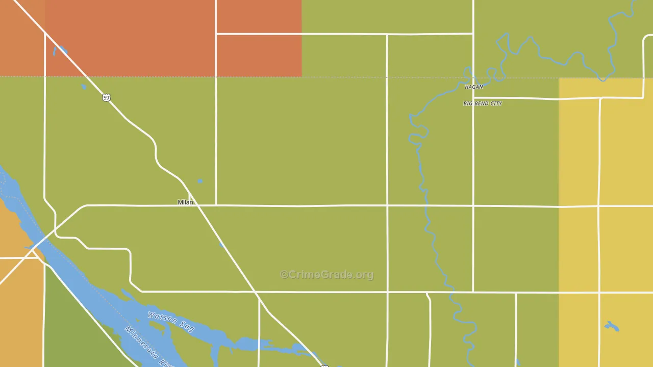 Milan, MN Map of Assault Rates