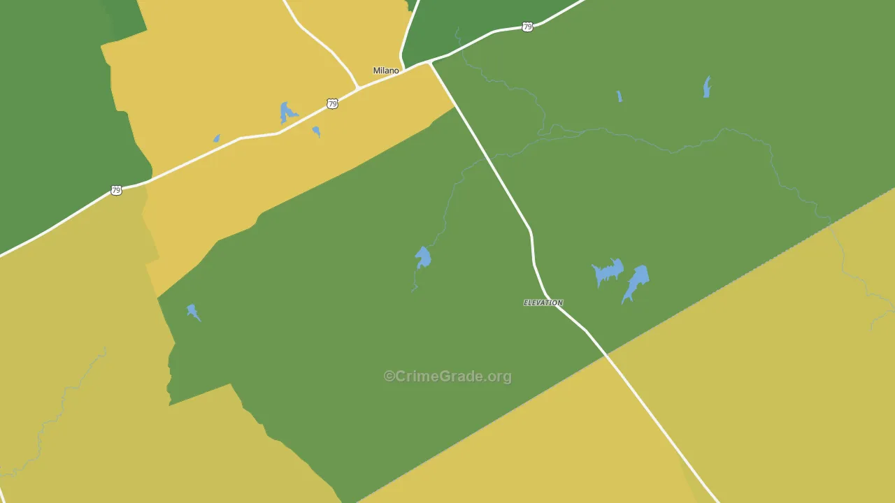 Milano, TX Map of Assault Rates