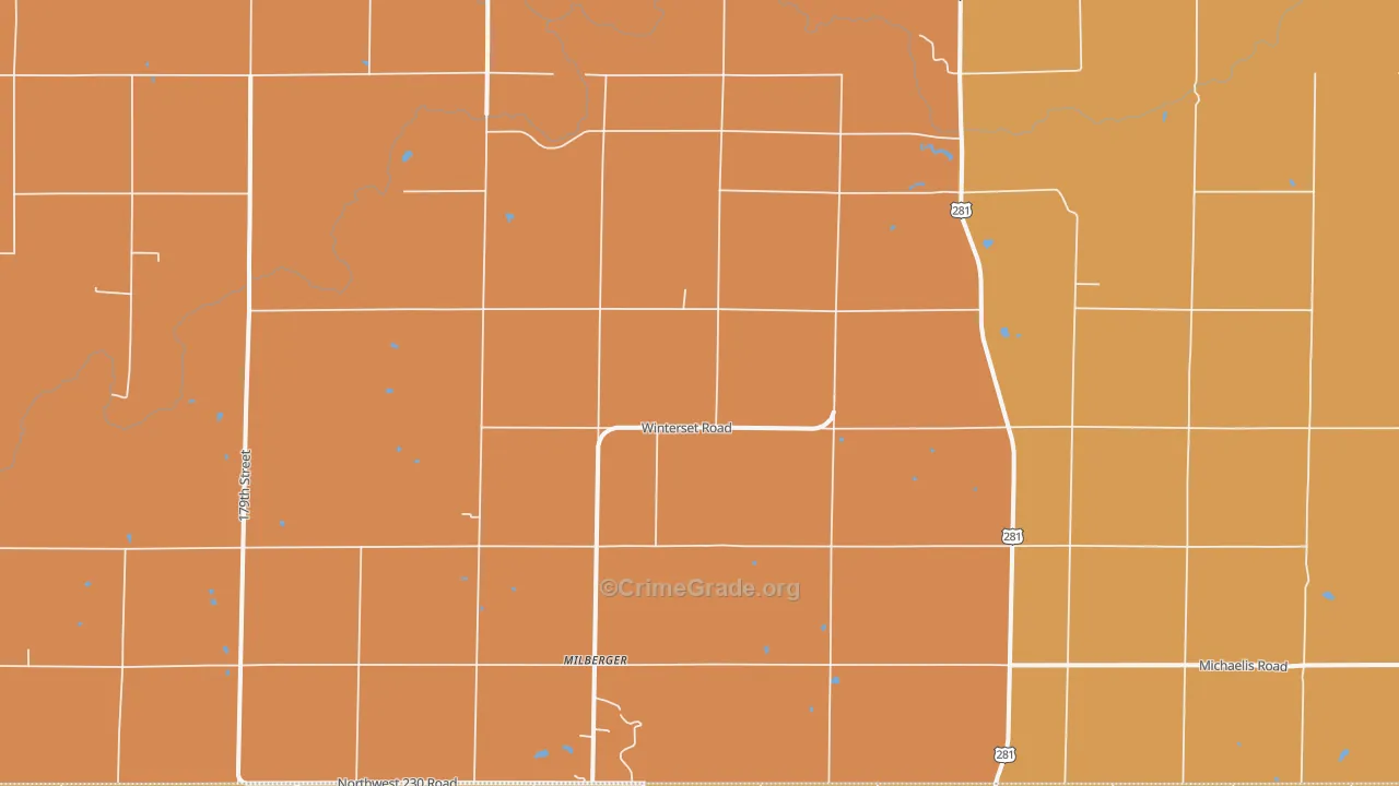 Milberger, KS Map of Assault Rates