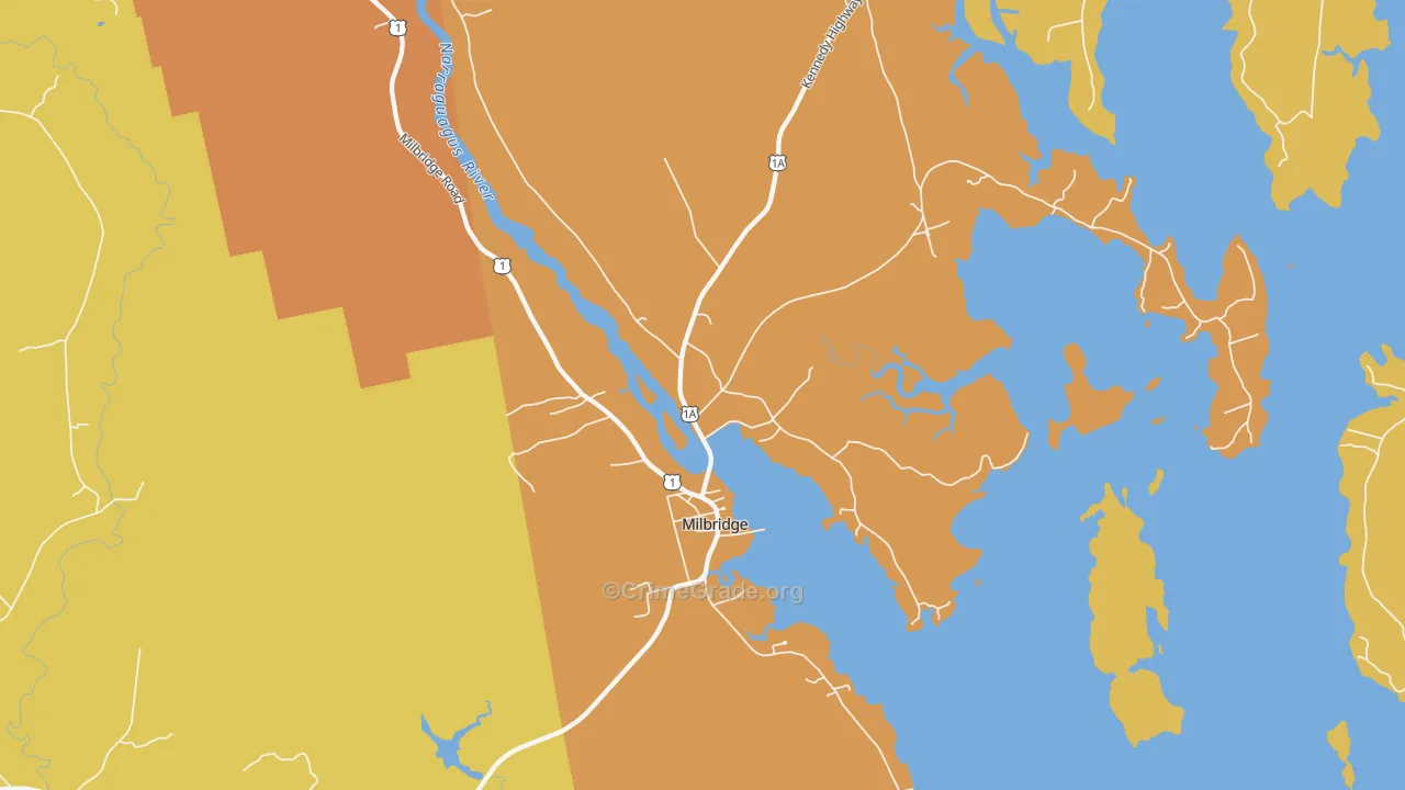 Milbridge, ME Map of Assault Rates
