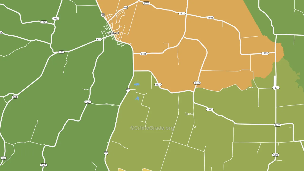 Milburn, KY Map of Assault Rates