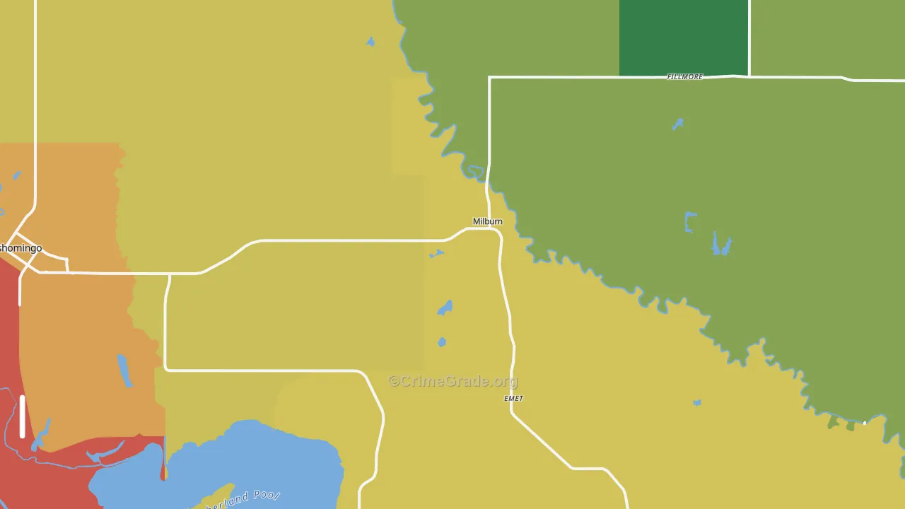 Milburn, OK Map of Assault Rates