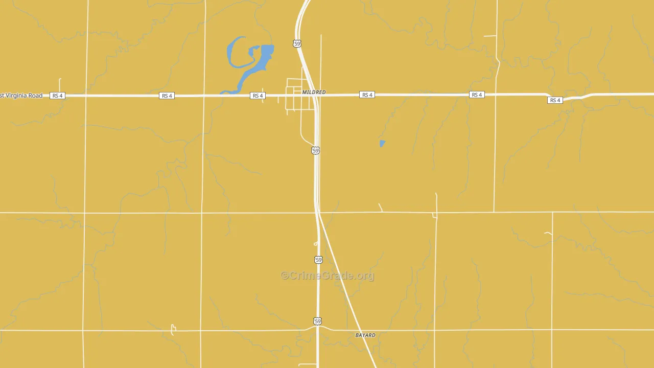 Mildred, KS Map of Assault Rates