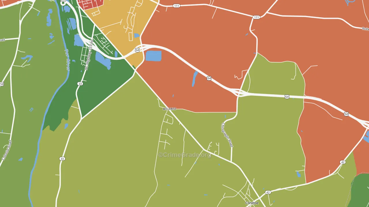 Mildred, NC Map of Assault Rates