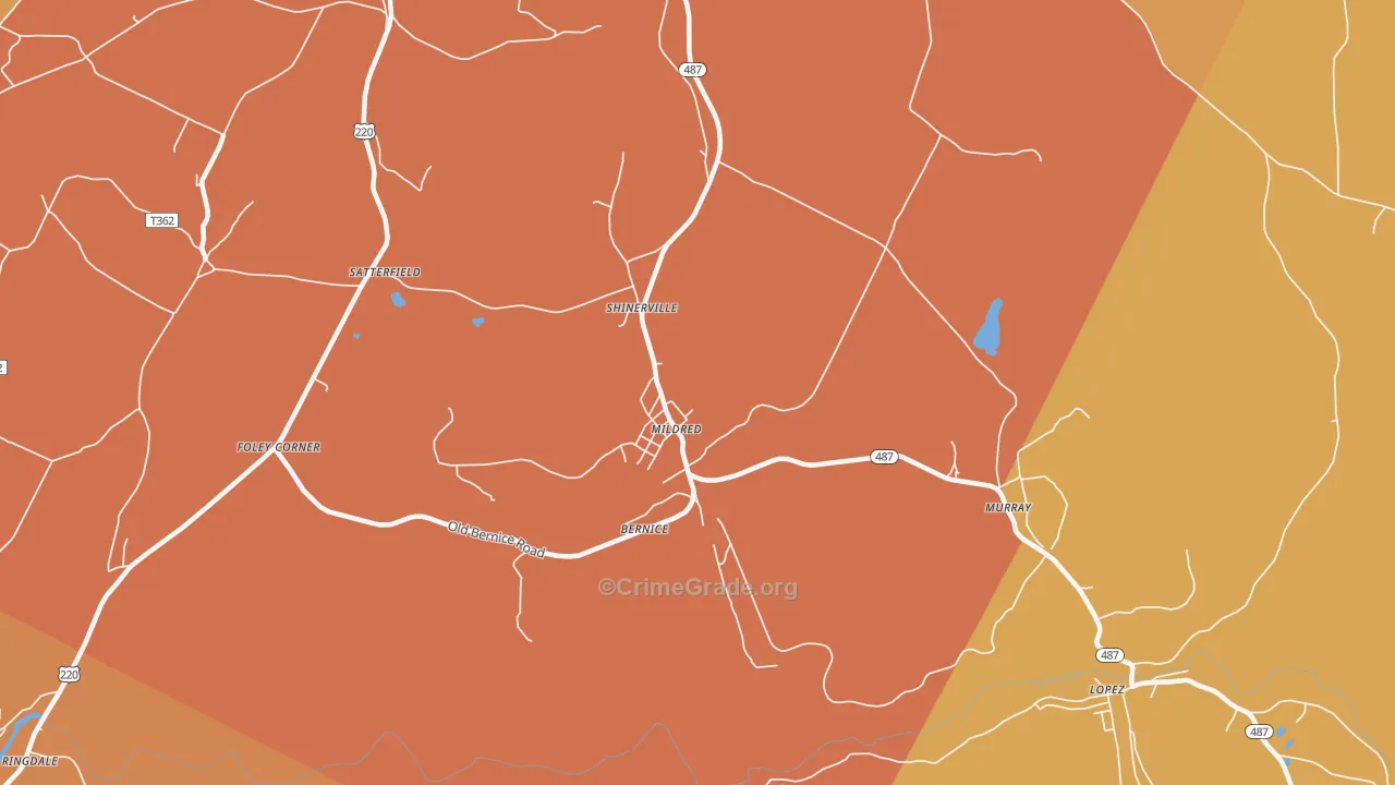 Mildred, PA Map of Assault Rates