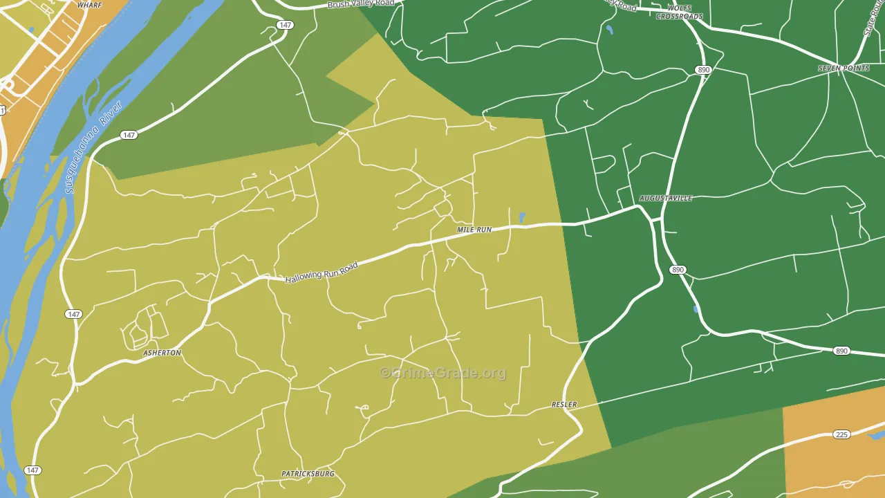 Mile Run, PA Map of Assault Rates