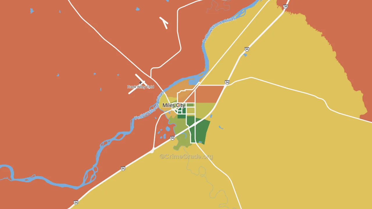 Miles City, MT Map of Assault Rates