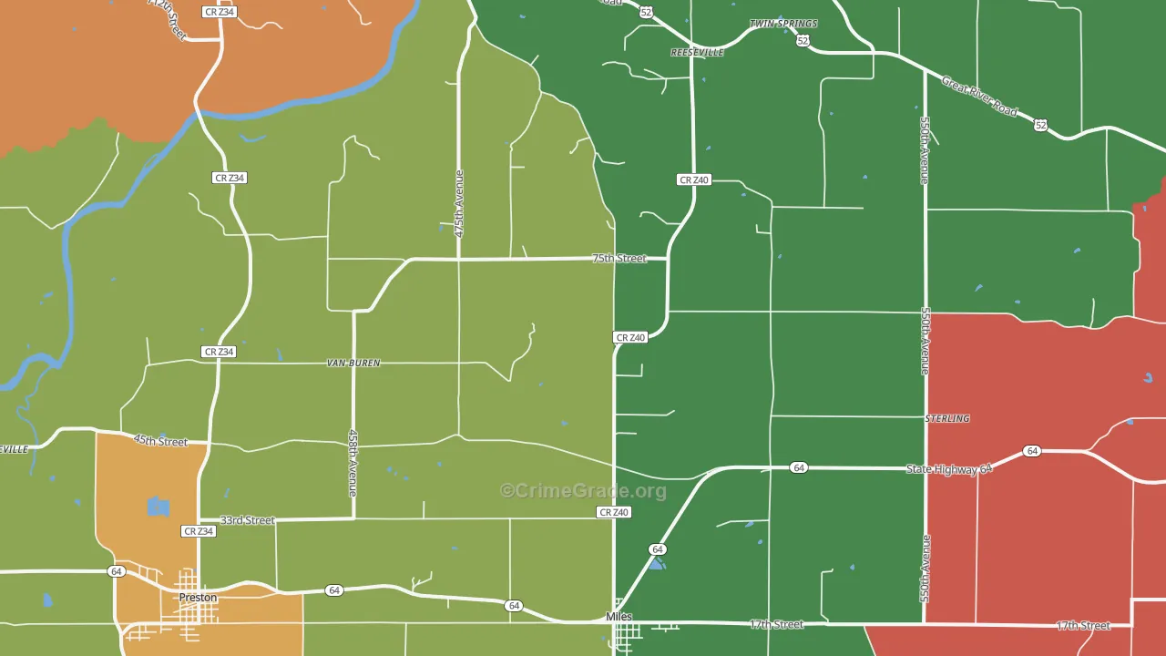 Miles, IA Map of Assault Rates